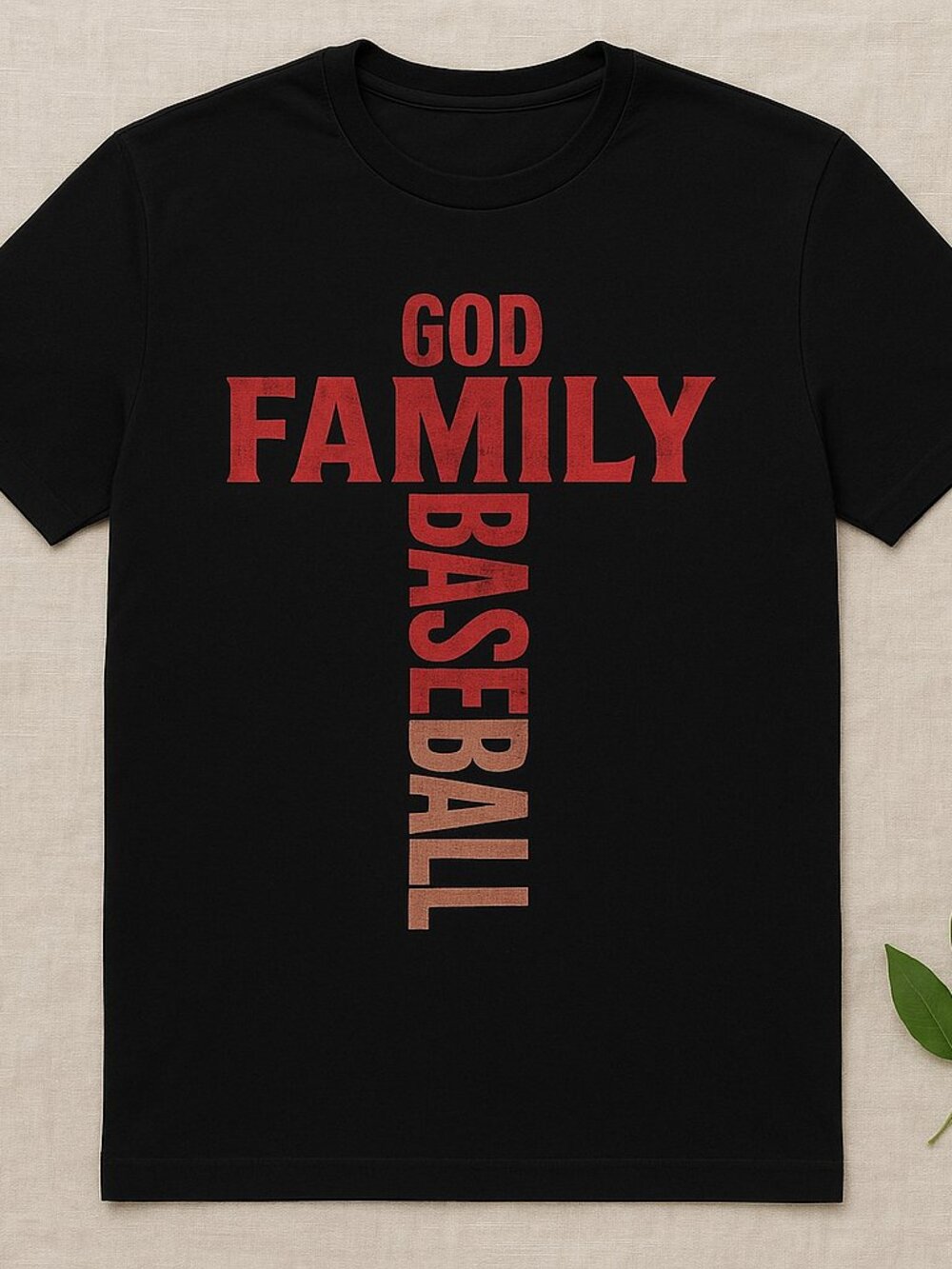God Family Baseball Graphic T-Shirt | Black Faith & Sports Tee